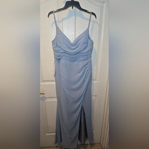 Elegant Blue Draped Women's Dress